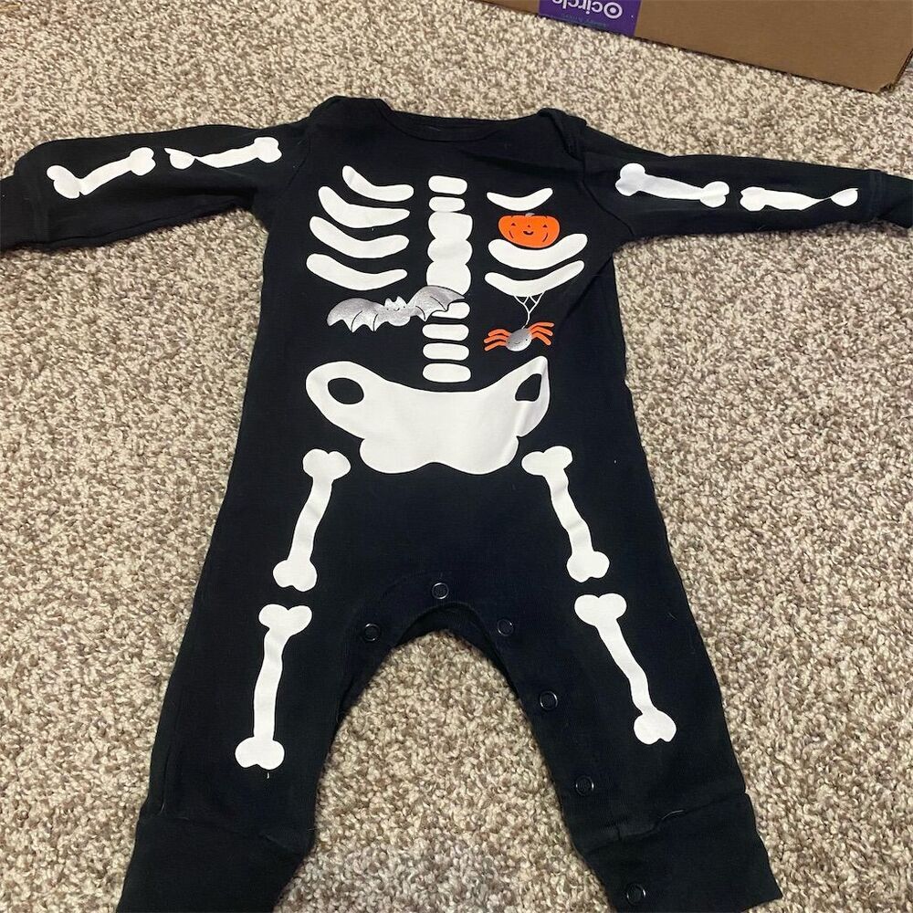 Carter's Baby Halloween Skeleton Jumpsuit 6 Months Unisex Black